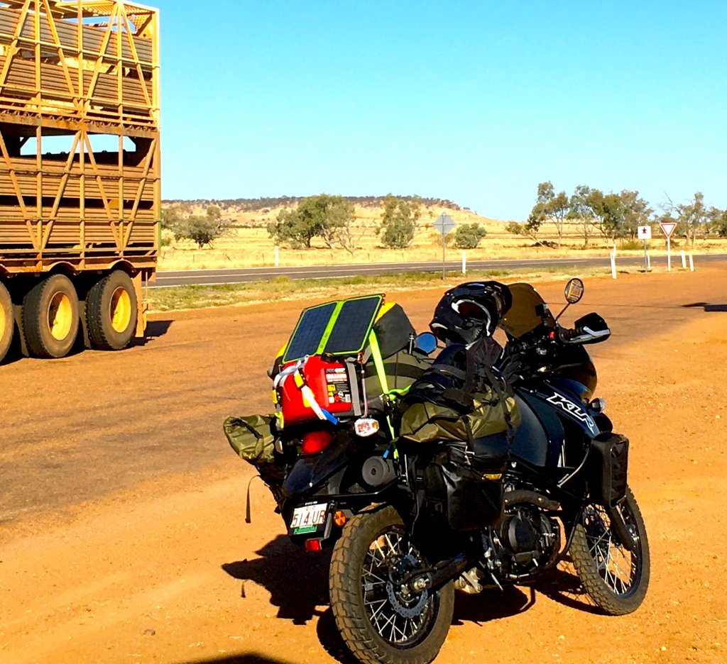 Taking a break between Julia Creek and Kynuna on my motorcycle tour of Outback Queensland